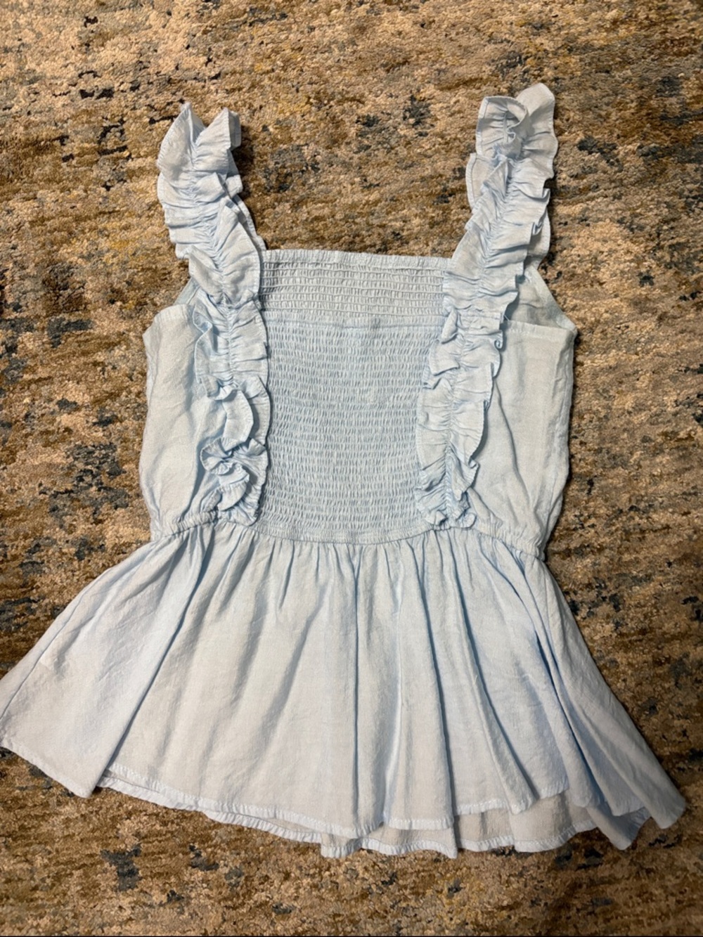 Light Blue Ruffled Smocked Tank Top - Picture 2 of 2